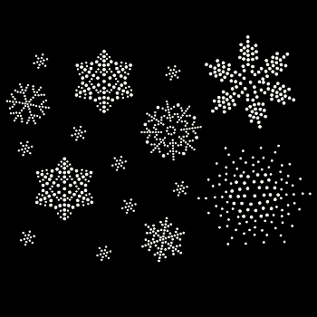 Snowflake Shape Hotfix Rhinestone, Glass Rhinestone, Costume Accessories, Sewing Craft Decoration, Crystal AB, 75x100x1.5mm, Snowflake: 13~86x12~73mm