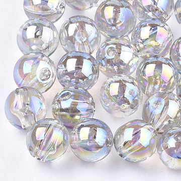 Transparent Plastic Beads, AB Color Plated, Round, Clear AB, 8mm, Hole ...