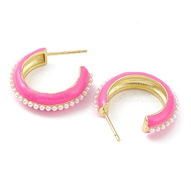 Plastic Pearl Bead Ear Studs for Women(EJEW-K245-03G)-3