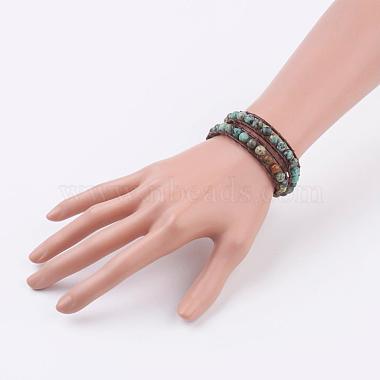 Deux boucles bracelets enveloppants turquoise (jaspe) africain naturel(BJEW-JB03285-02)-5