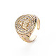 Colorful Cubic Zirconia Flat Round with Guanyin Wide Band Cuff Ring(RJEW-N035-080-NF)-3