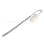 Oval Iron Stamping Blank Swan Neck Bookmark Findings, Bookmark Clip Hooks with Tray for Engraving, Platinum, 145x14x18mm(AJEW-B032-01A-P)