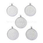 Tibetan Style Flat Round Alloy Big Pendant Cabochon Settings, Plain Edge Bezel Cups, Cadmium Free & Lead Free, Antique Silver, Tray: 40mm, 51.5x43x2mm, Hole: 6x4mm, about 104pcs/1000g(TIBEP-Q049-09AS-RS)