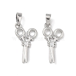 Brass Micro Pave Clear Cubic Zirconia Pendants, Scissors Charms, Platinum, 21x10x2mm, Hole: 4x2.5mm(CU-L277-08P)