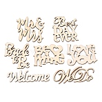Natural Wood Cabochons, Undyed, Laser Cut, Word, Mixed Shapes, BurlyWood, 56pcs/set(WOOD-NB0001-58)