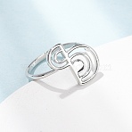 Brass Finger Rings for Women, Treble Clef, Platinum, US Size 7 1/4(17.5mm)(KK-CBA3D94-02P)