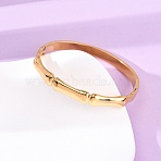 304 Stainless Steel Bangles, Hinged Bangles for Women, Bamboo Joint, Ion Plating(IP), Real 18K Gold Plated, 1/4 inch(0.8cm), Inner Diameter: 2x2-1/4 inch(5.1x5.85cm)(BJEW-G749-07G)