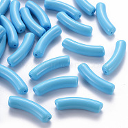 Opaque Acrylic Beads, Curved Tube, Light Sky Blue, 32x9.5x8mm, Hole: 1.8mm, about 330pcs/500g(MACR-S372-002B-S012)