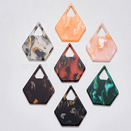 Cellulose Acetate(Resin) Pendants, Pentagon, Mixed Color, 41.5x32.5x2mm, Hole: 11x10mm(X-KY-S158-54-M)