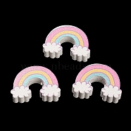 Spray Painted Natural Maple Wood Beads, Rainbow, Pearl Pink, 17x23.5x5.5mm, Hole: 1.8mm(WOOD-M007-22)