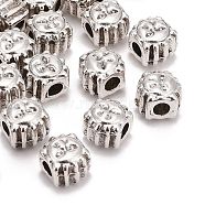 Alloy European Beads, Tibetan Style, Lead Free, Cadmium Free and Nickel Free, Sun, Antique Silver Color, about 10mm long, 9mm wide, 9mm thick, hole: 4.5mm(LF10537Y-NF)