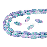 Baking Painted Glass Beads Strands, Swirl Glass Beads, Oval, Violet, 22x10~10.5mm, Hole: 1mm, about 37pcs/strand, 33.03''(83.9cm), 2 Strands/box(DGLA-AR0001-05)