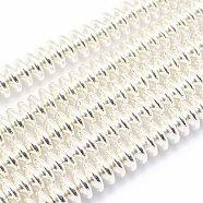 Electroplate Non-magnetic Synthetic Hematite Beads Strands, Grade AA, Long-Lasting Plated, Rondelle, Silver Plated, 8x3mm, Hole: 1mm, about 116pcs/strand, 15.7 inch(40cm)(X-G-L485-05A-S)