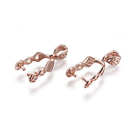 Brass Ice Pick Pinch Bails, with Cubic Zirconia, Clear, Rose Gold, 24.5x6mm, Hole: 3x5mm, Pin: 1.2mm(KK-L177-41RG)