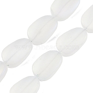 Electroplate Glass Beads Strands, Frosted, Oval, Clear AB, 14x9x4.5mm, Hole: 1mm, about 50pcs/strand, 27.17 inch(69cm)(EGLA-C009-01B-AB01)