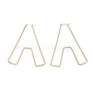 304 Stainless Steel Hoop Earrings, Golden, Letter.A, 79x58x2mm, 12 Gauge, Pin: 0.6x1.5mm(EJEW-F251-A02-A)