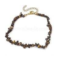 Natural Tiger Eye Anklets, with Alloy Findings, Jewely for Women, 9 inch(22.8cm)(AJEW-AN00592-03)