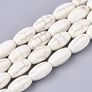 Synthetic Turquoise Beads Strands, Oval, Linen, 14~14.5x9x8mm, Hole: 1mm, about 28pcs/strand, 15.7 inch(TURQ-S391-08A)