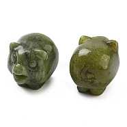 Natural Southern Jade Carved Figurines, for Home Office Desktop Decoration, Pig, 17~19x23~24.5x19.5~21mm(DJEW-L023-C07)