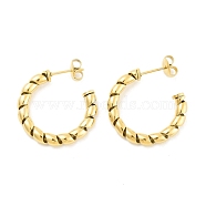 Ion Plating(IP) 304 Stainless Steel Twisted Half Hoop Stud Earrings for Women, with 316 Stainless Steel Pins, Golden, 25.5x3.8mm(EJEW-C096-11G)