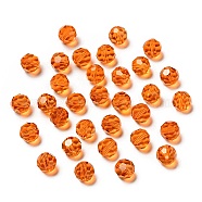 Imitation Austrian Crystal Beads, Grade AAA, K9 Glass, Faceted(32 Facets), Round, Orange Red, 6mm, Hole: 0.7~0.9mm(SWAR-F021-6mm-372)