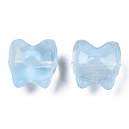 Transparent Spray Painted Glass Beads, Bear, Sky Blue, 13x13x9mm, Hole: 1.2mm(GLAA-N035-034-C11)