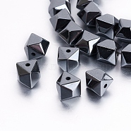 Non-magnetic Synthetic Hematite Beads Strands, Polygon, 6x6x5.5mm, Hole: 1mm, about 66pcs/strand, 15.9 inch(40.5cm)(G-P341-18-6x6mm)