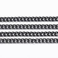 304 Stainless Steel Twisted Chains, Curb Chains, Soldered, with Spool, Electrophoresis Black, 1.2x1.1x0.3mm, about 32.8 Feet(10m)/roll(CHS-H007-70B)