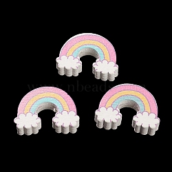 Spray Painted Natural Maple Wood Beads, Rainbow, Pearl Pink, 17x23.5x5.5mm, Hole: 1.8mm(WOOD-M007-22)