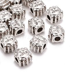 Alloy European Beads, Tibetan Style, Lead Free, Cadmium Free and Nickel Free, Sun, Antique Silver Color, about 10mm long, 9mm wide, 9mm thick, hole: 4.5mm(LF10537Y-NF)