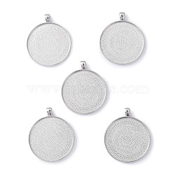 Tibetan Style Flat Round Alloy Big Pendant Cabochon Settings, Plain Edge Bezel Cups, Cadmium Free & Lead Free, Antique Silver, Tray: 40mm, 51.5x43x2mm, Hole: 6x4mm, about 104pcs/1000g(TIBEP-Q049-09AS-RS)