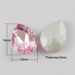 Glass Pointed Back Rhinestone, Back Plated, Faceted, Teardrop, Pearl Pink, 14x10x5mm(RGLA-Q001-5)