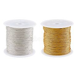 2 Rolls 2 Colors Nylon Thread, with Metallic Cords, Mixed Color, 0.8mm, about 71.08 yards(65m)/roll, 1 roll/color(NWIR-FH0001-03)