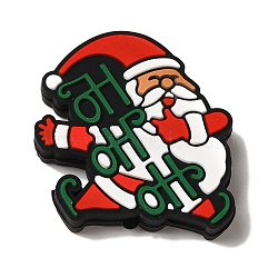 Christmas series Silicone Beads, Colorful, Santa Claus, 31x28.5x7.5mm, Hole: 2mm(SIL-S006-01I)