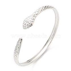 304 Stainless Steel Snake Cuff Bangle, Stainless Steel Color, Inner Diameter: 2-3/8 inch(6cm)(BJEW-F456-01P)