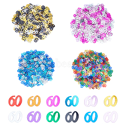 60 Confetti, 60th Birthday Decorations, for Birthday Table Decor Party Favors, Mixed Color, 11.3x13.5x0.2mm, about 4800pcs/set(DIY-FH0001-46)