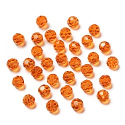 Imitation Austrian Crystal Beads, Grade AAA, K9 Glass, Faceted(32 Facets), Round, Orange Red, 6mm, Hole: 0.7~0.9mm(SWAR-F021-6mm-372)