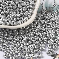 Baking Paint Glass Seed Beads, Peanut, Gray, 5.5~6x3~3.5x3mm, Hole: 1~1.2mm, about 4000pcs/pound(SEED-K009-01A-04)