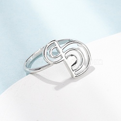 Brass Finger Rings for Women, Treble Clef, Platinum, US Size 7 1/4(17.5mm)(KK-CBA3D94-02P)