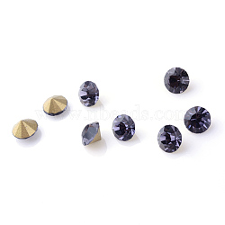 Glass Pointed Back Rhinestone, Back Plated, Diamond, Violet, 4.0~4.2mm, about 144pcs/gross(RGLA-PP32-40B)
