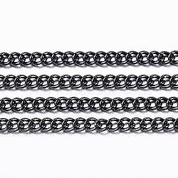 304 Stainless Steel Twisted Chains, Curb Chains, Soldered, with Spool, Electrophoresis Black, 1.2x1.1x0.3mm, about 32.8 Feet(10m)/roll(CHS-H007-70B)