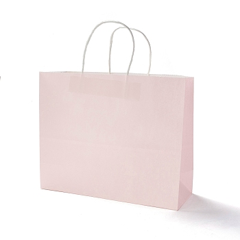 Rectangle Paper Bags, with Handles, for Gift Bags and Shopping Bags, Misty Rose, 25.5x31.5x11.4cm, Fold: 25.5x31.5x0.2cm