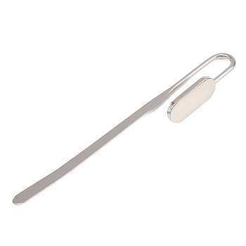 Oval Iron Stamping Blank Swan Neck Bookmark Findings, Bookmark Clip Hooks with Tray for Engraving, Platinum, 145x14x18mm