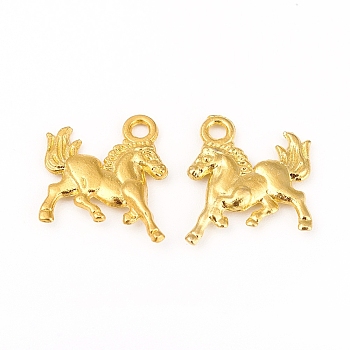 Alloy Pendants, for Jewelry Making, Horse, Golden, 16x13.5x2mm, Hole: 1.5mm