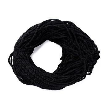 Cotton Thread Cords, 3-Ply, For Jewelry Making, Black, 5~5.8mm, 109.4 yard(100m)/bundle