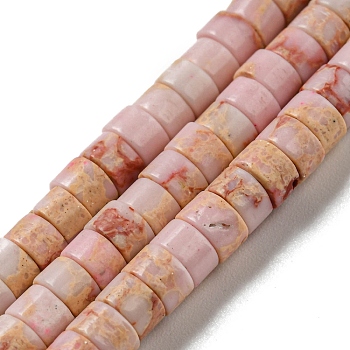 Synthetic Imperial Jasper Dyed Beads Strands, Disc, Heishi Beads, Pink, 4~4.5x2~3mm, Hole: 0.7mm, about 140~141pcs/strand, 14.88''~15.12"(37.8~38.4cm)