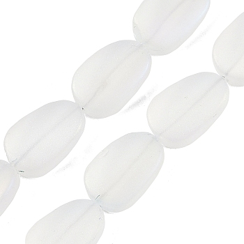 Electroplate Glass Beads Strands, Frosted, Oval, Clear AB, 14x9x4.5mm, Hole: 1mm, about 50pcs/strand, 27.17 inch(69cm)