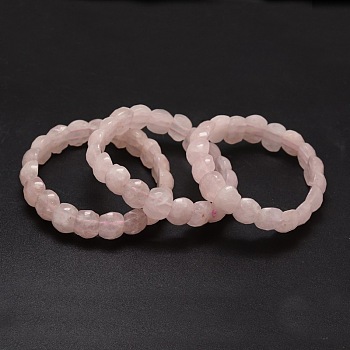 Faceted Natural  Rose Quartz Beads Stretch Bracelets, 56mm