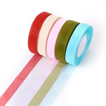 Sheer Organza Ribbon, Wide Ribbon for Wedding Decorative, Mixed Color, 3/4 inch(20mm), 25yards(22.86m)