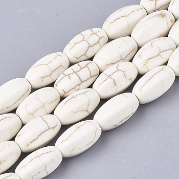 Synthetic Turquoise Beads Strands, Oval, Linen, 14~14.5x9x8mm, Hole: 1mm, about 28pcs/strand, 15.7 inch
